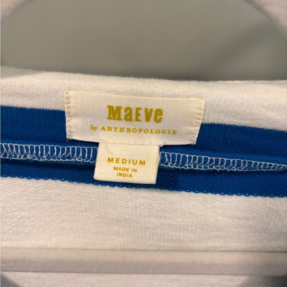 Anthropologie Maeve Striped Blue and White Tee - Picture 2 of 4